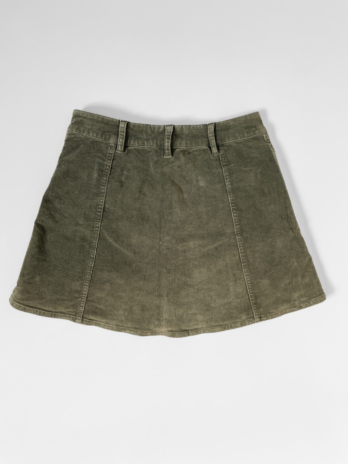 Green Corduroy Button Up Mini Skirt