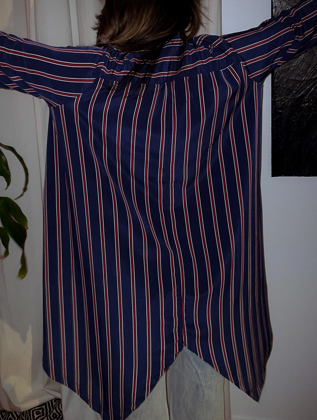 Button Up Shirt - Navy/Red/White Stripe