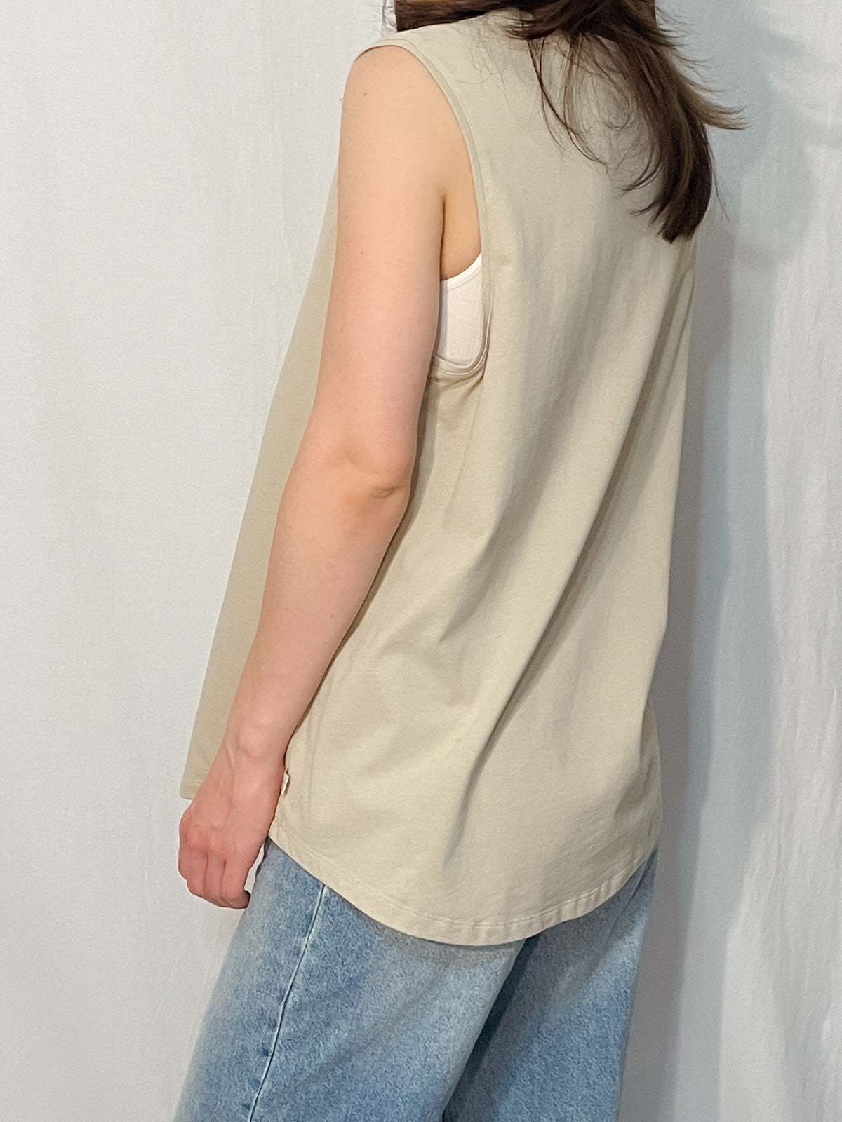 Heavy GSM Cotton Beige Muscle Tee