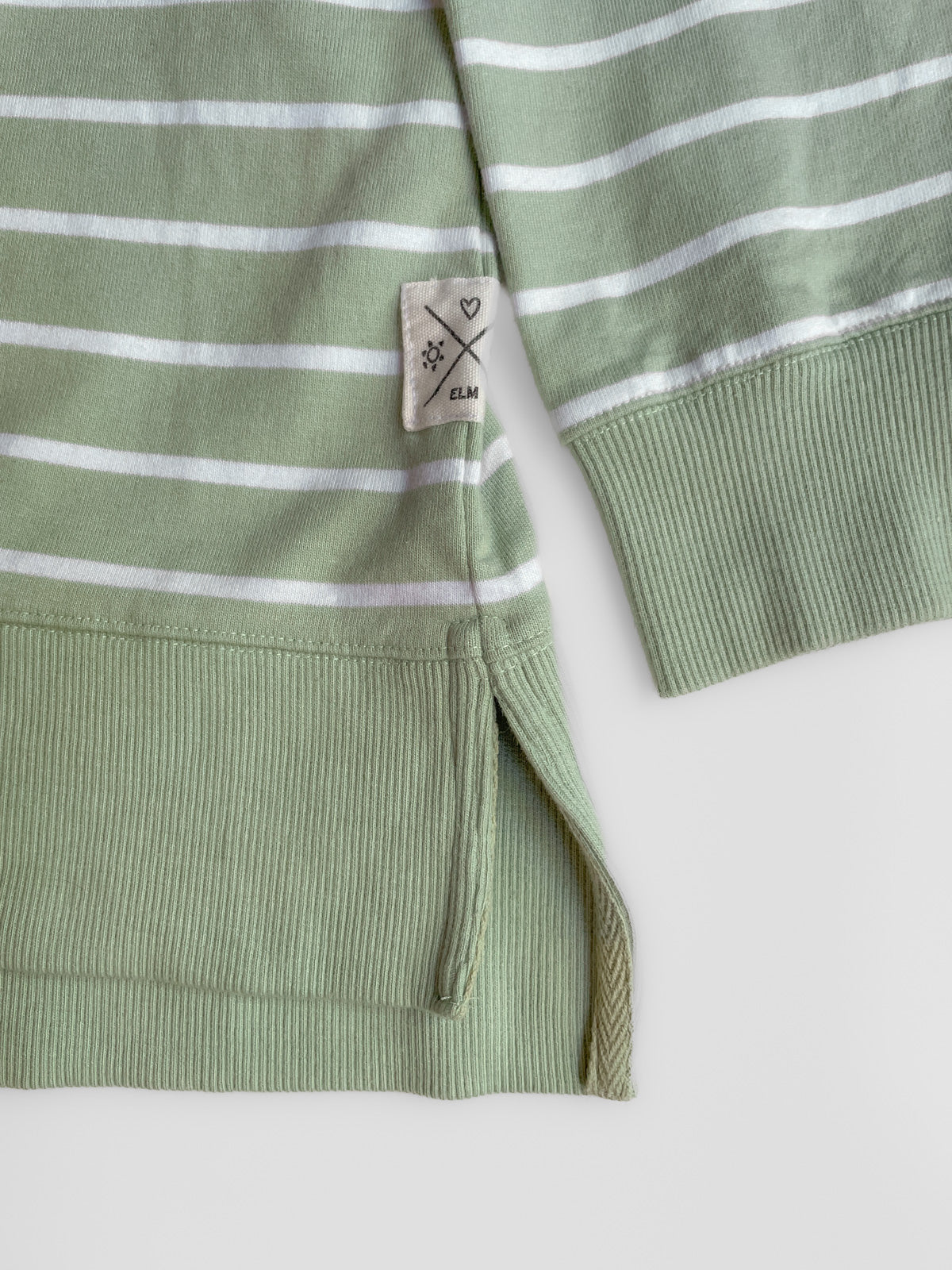 Striped Cotton Pastel Green and White Crew Neck Sweater