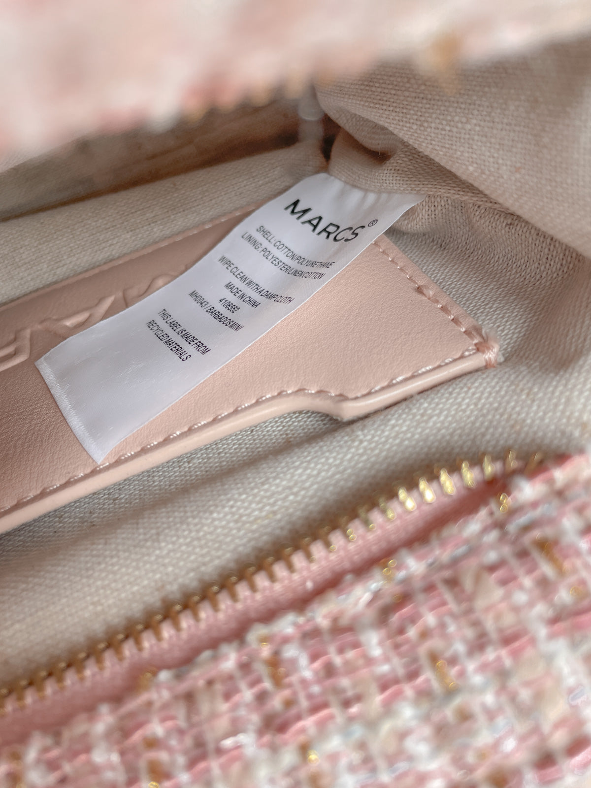"Barbados Mini Tote Bag" in Pink Tweed Boucle