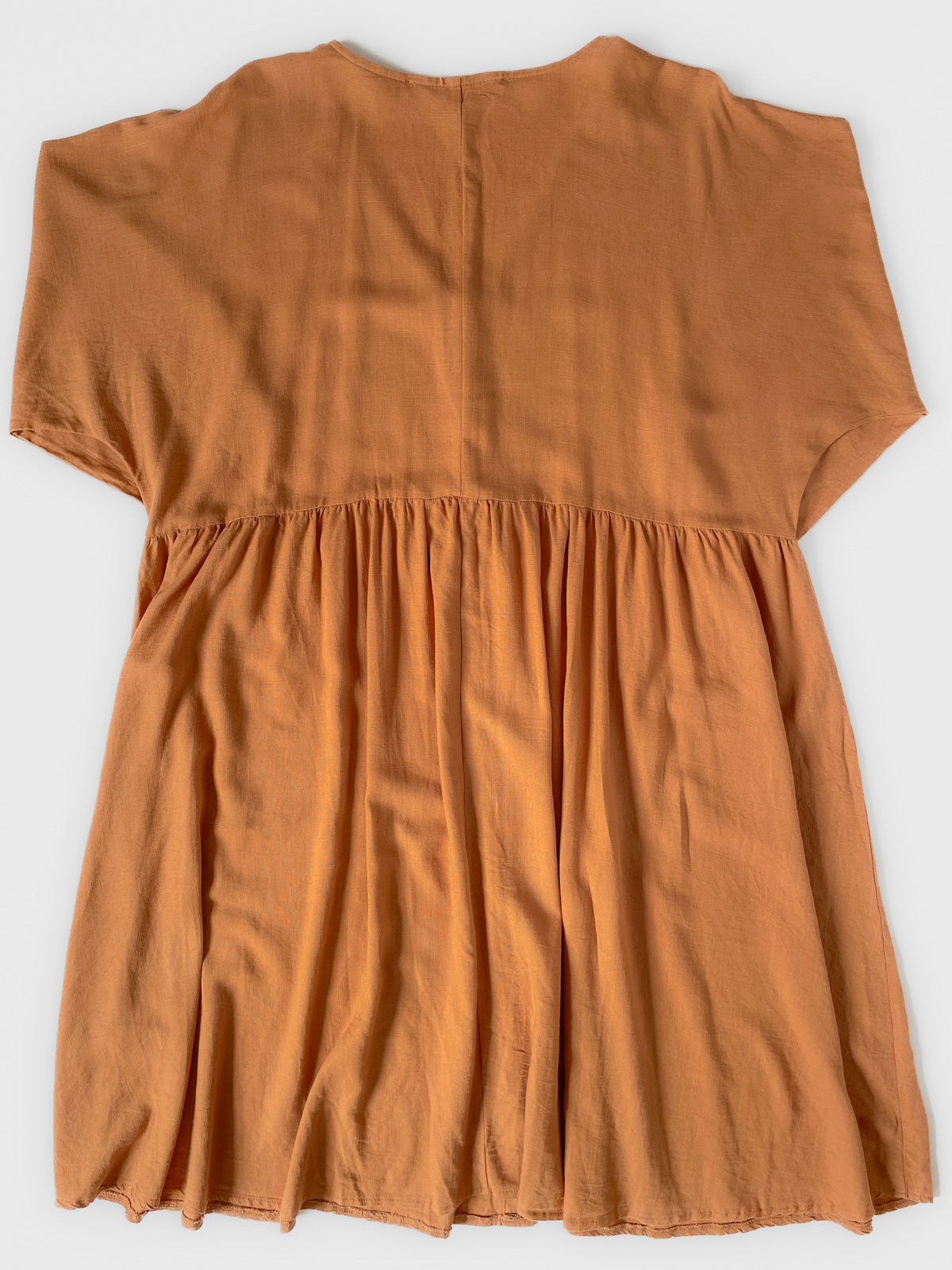 Rust Linen Blend Button Up Dress