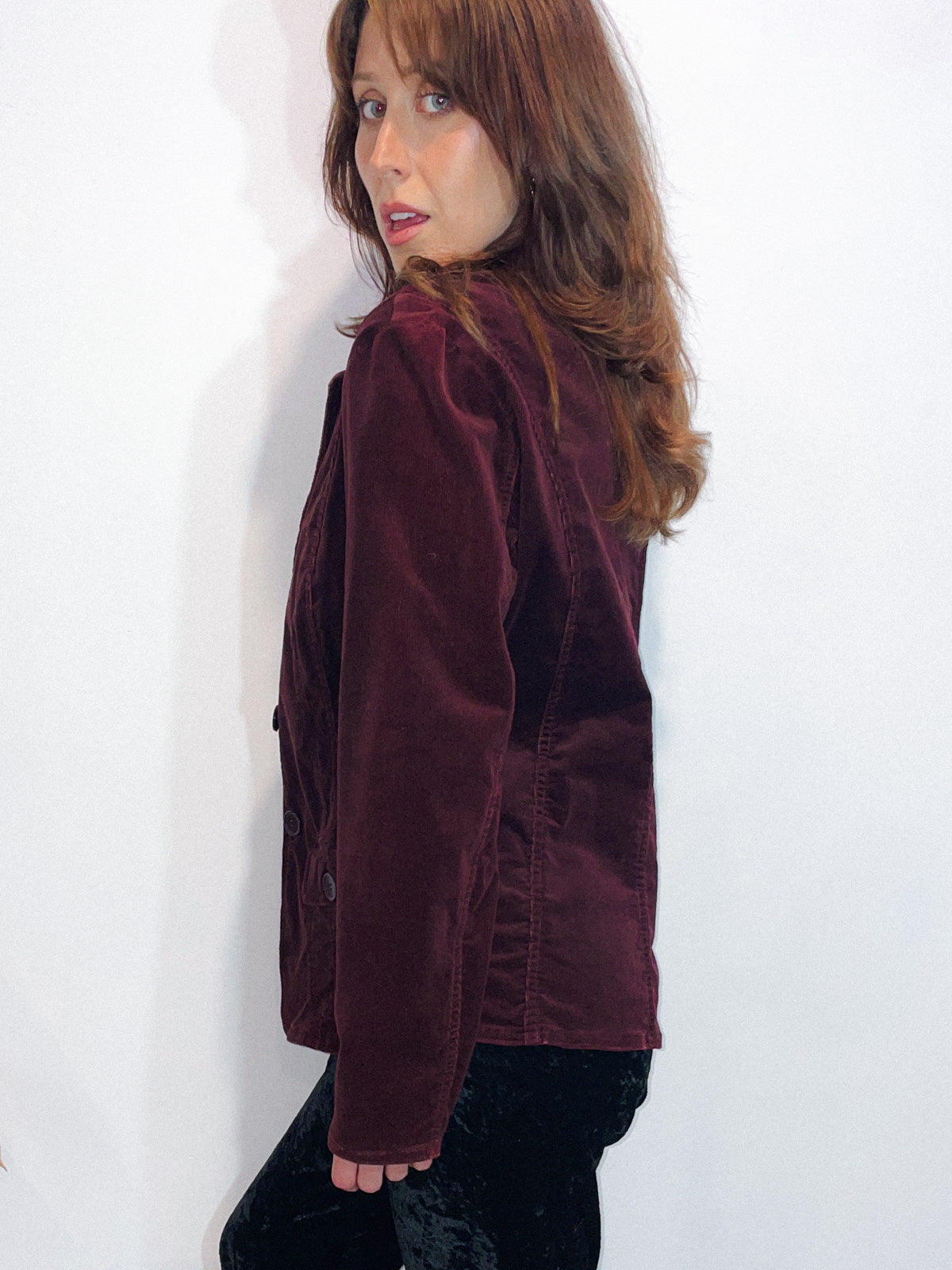 Corduroy Blazer in Deep Plum
