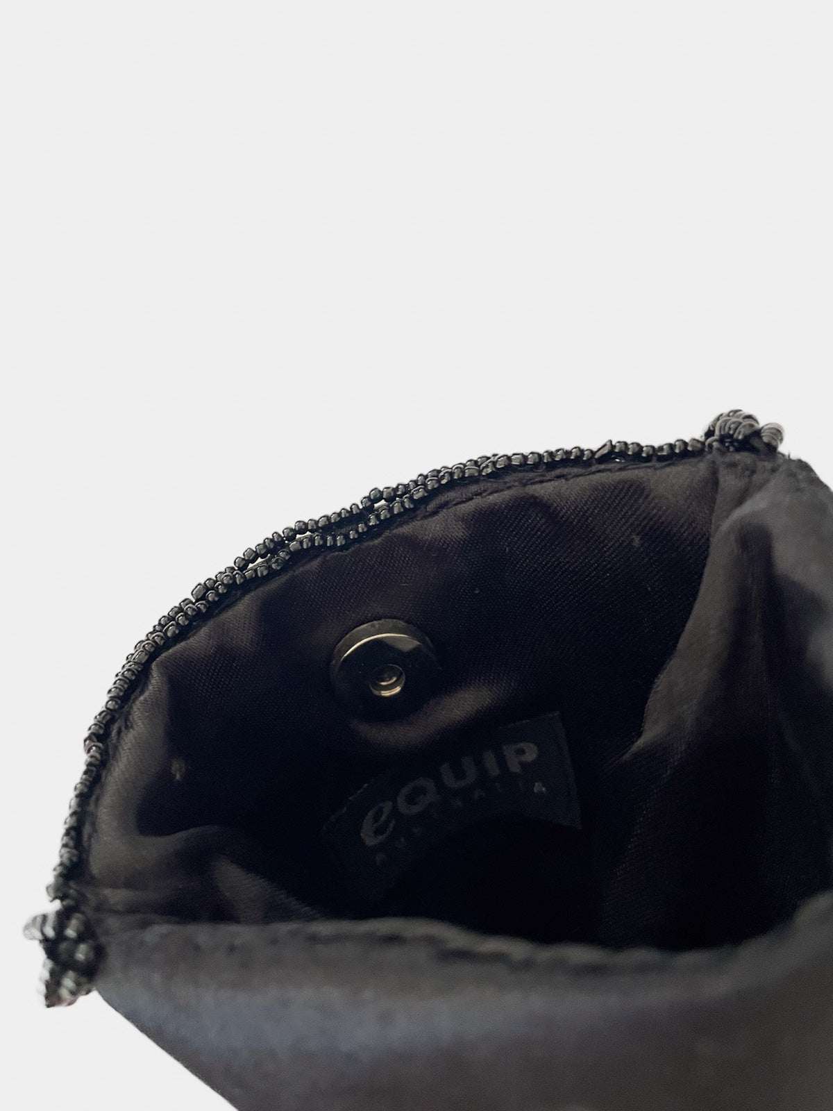 Beaded Black Satin Mini Handbag