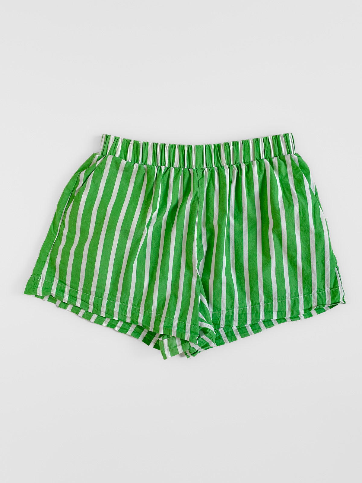 Green and White Striped Shorts