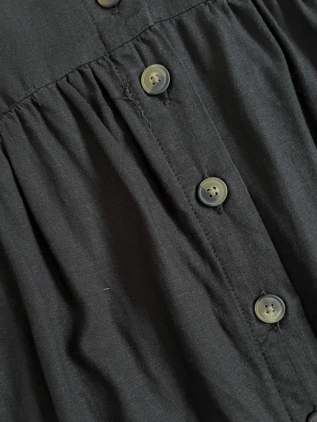 Black Linen Button Up Midi Dress