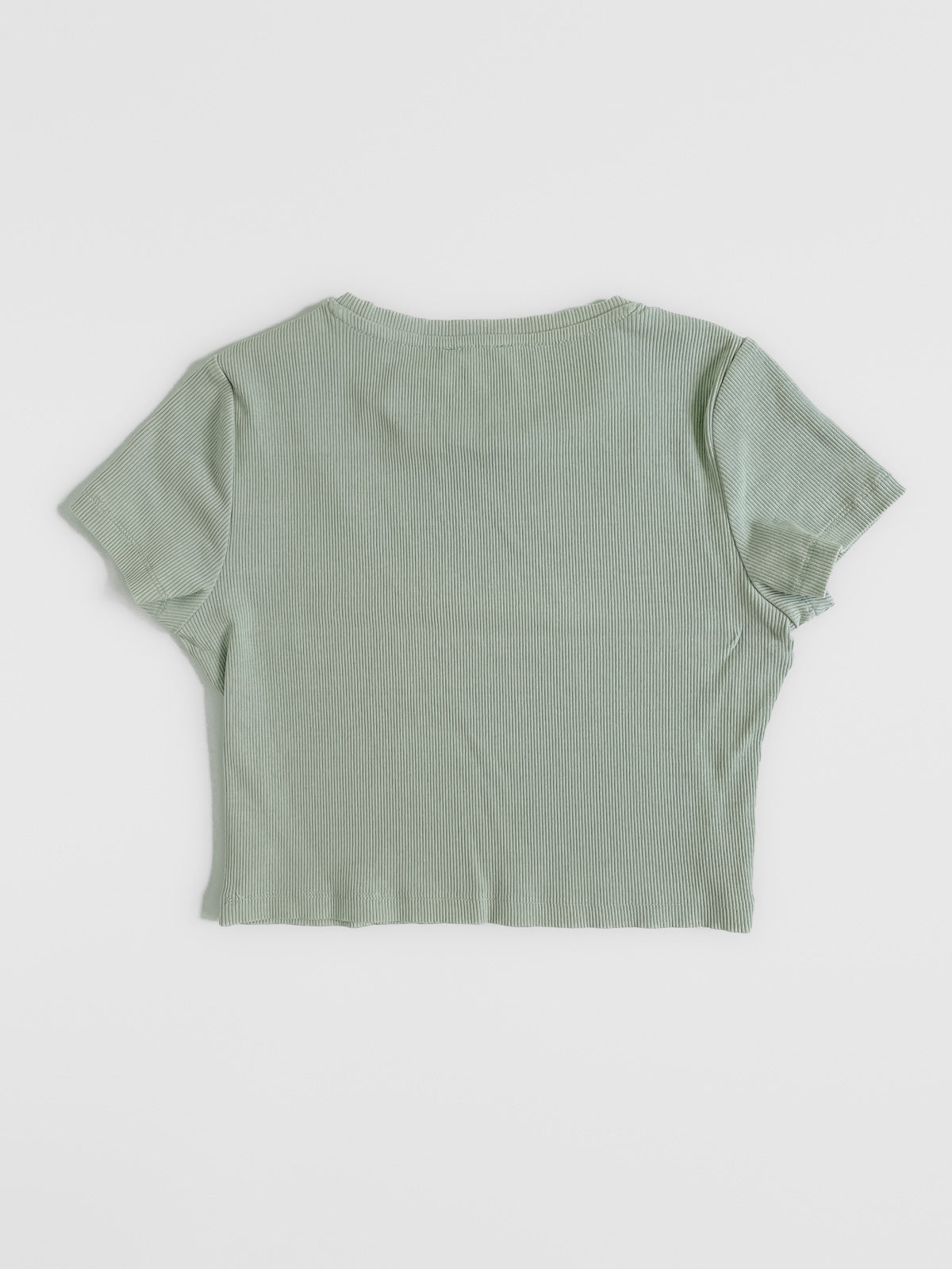 Sage Green Ribbed Cotton Cropped Baby Tee