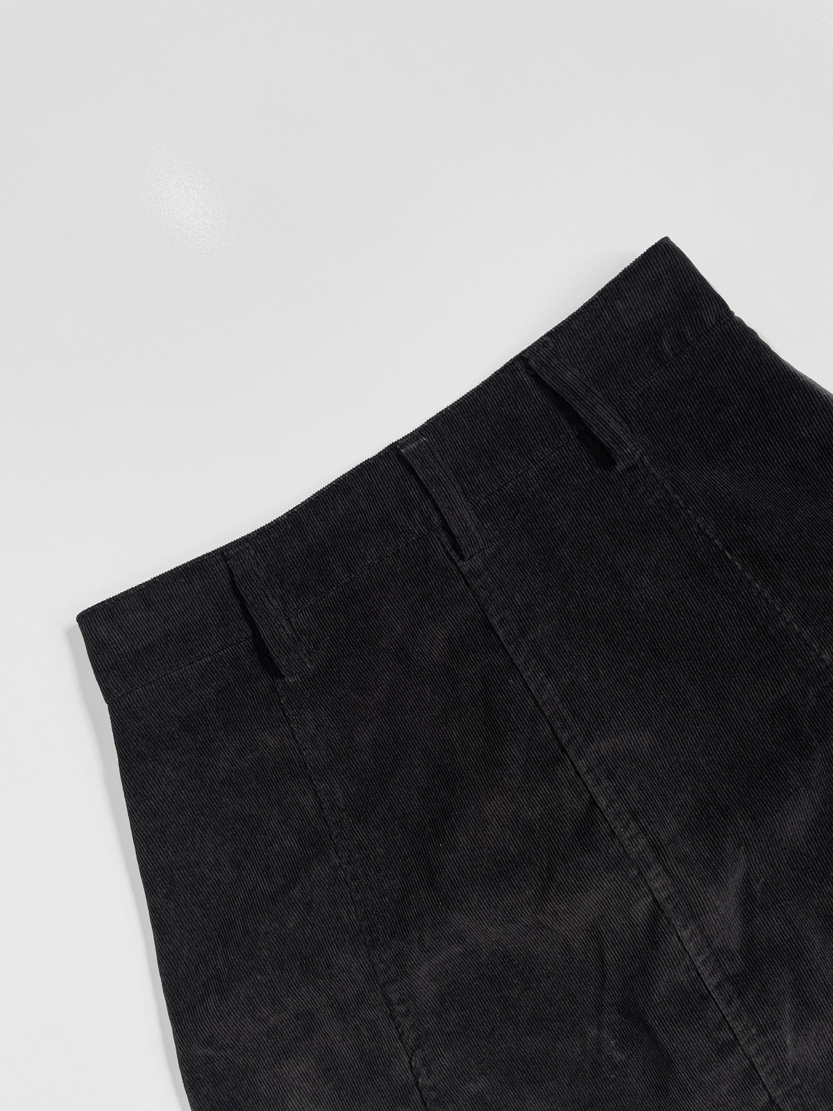 Black Corduroy Button Up Mini Skirt