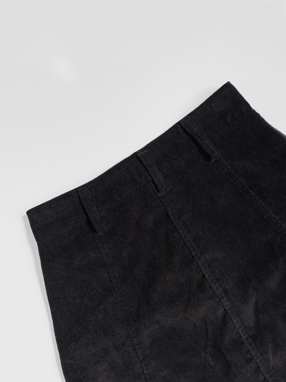 Black Corduroy Button Up Mini Skirt