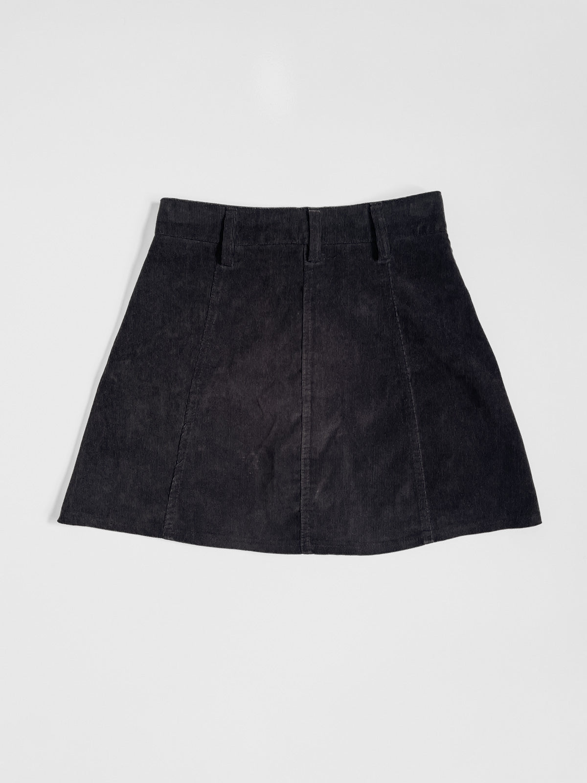 Black Corduroy Button Up Mini Skirt
