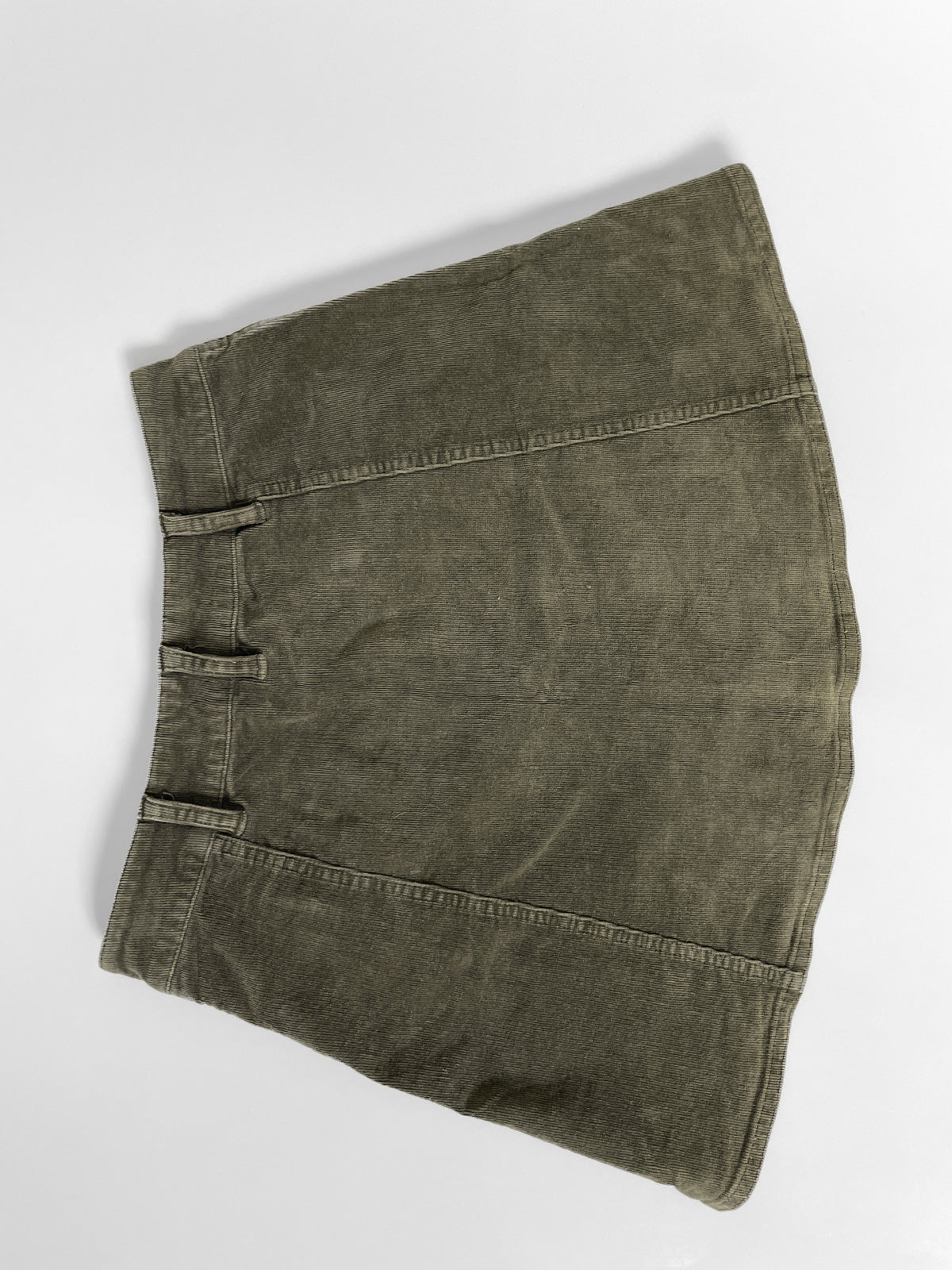 Green Corduroy Button Up Mini Skirt