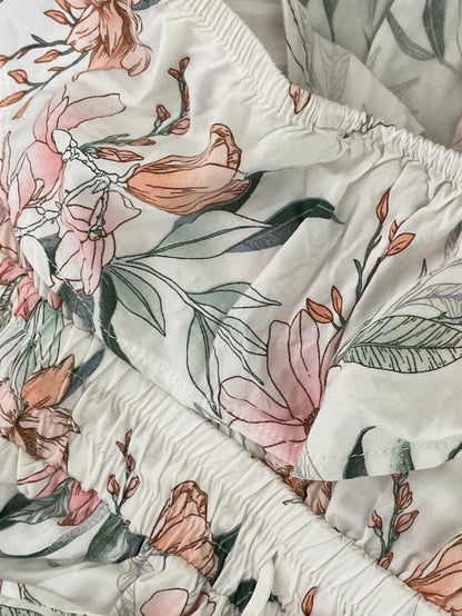 Soft Off-shoulder Floral Maxi Dress - White/Pink Floral