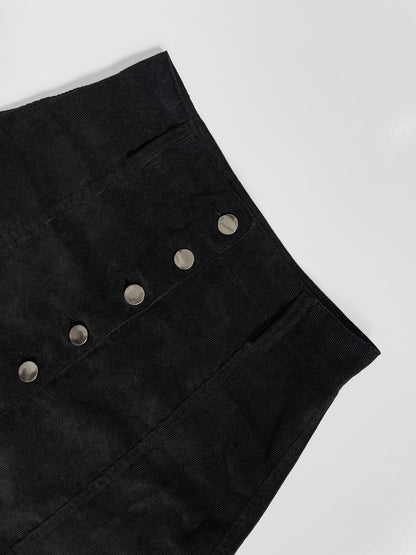 Black Corduroy Button Up Mini Skirt