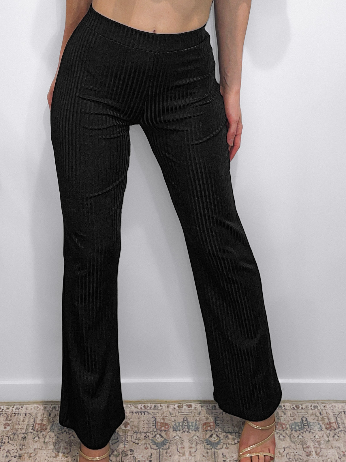 Ribbed Flares in Black