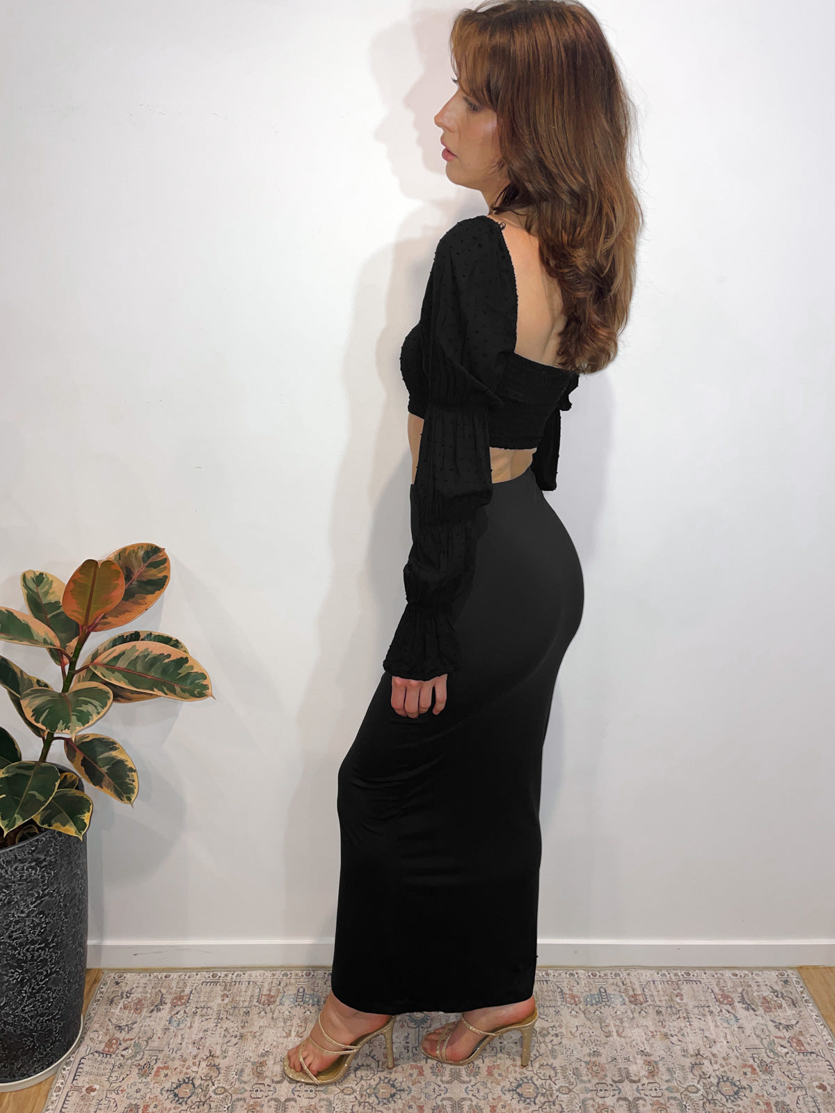 Slinky Bodycon Maxi Skirt in Black