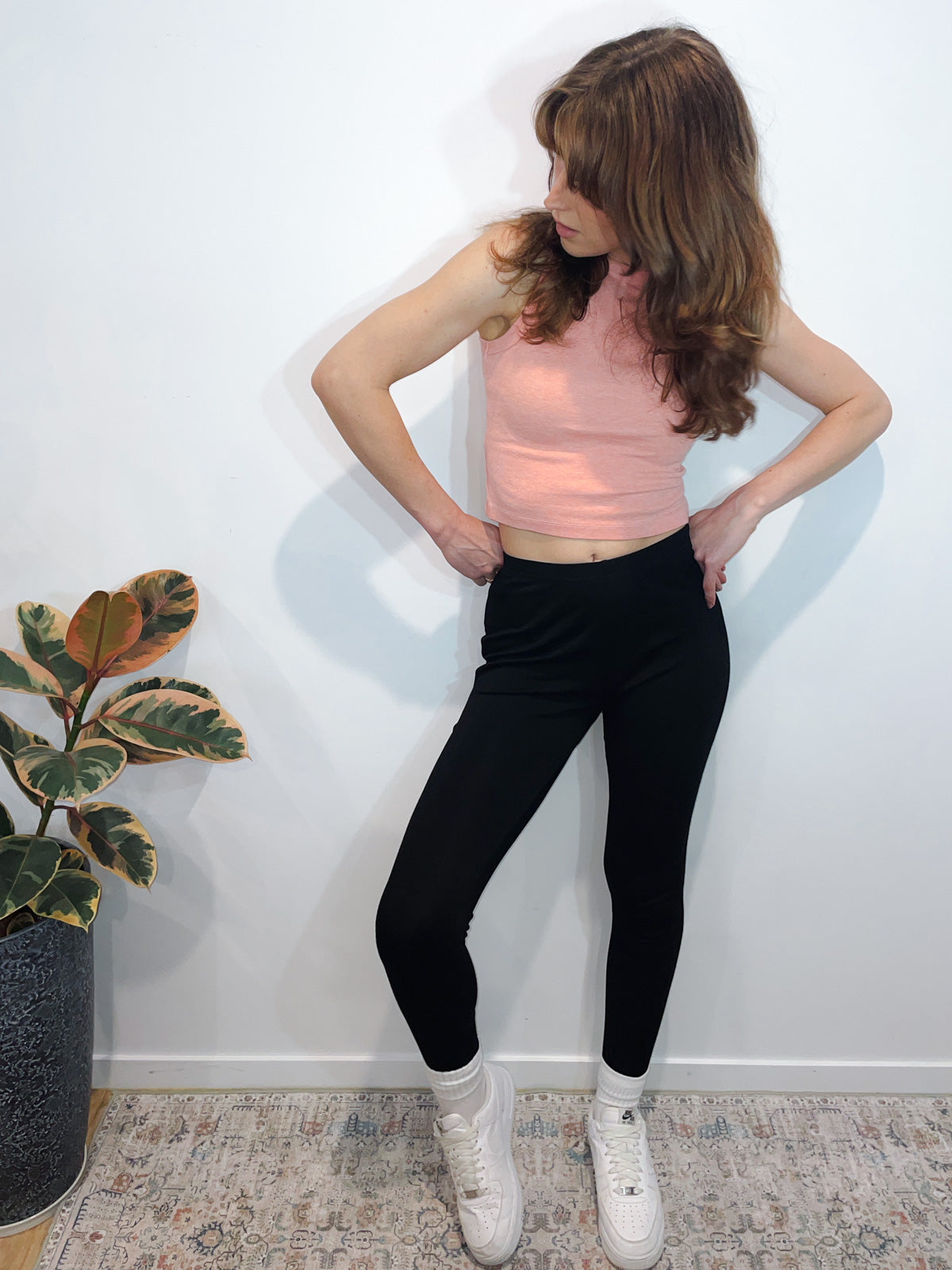 Basic Cotton Leggings in Black