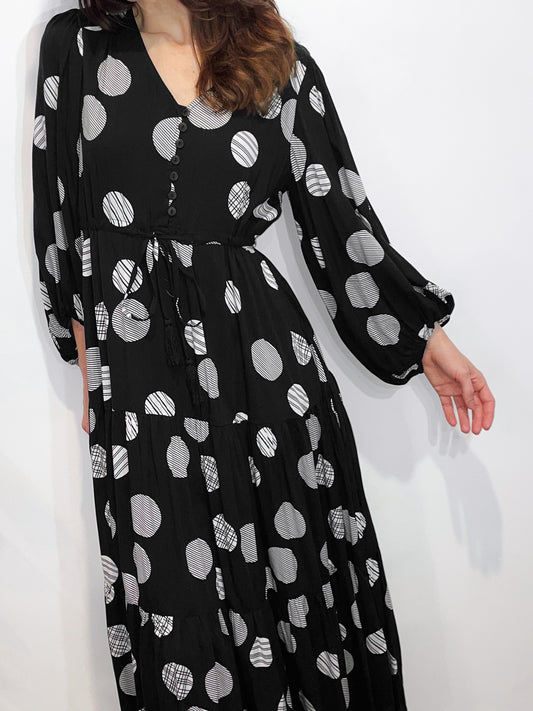 Black Spot Long Sleeve Maxi