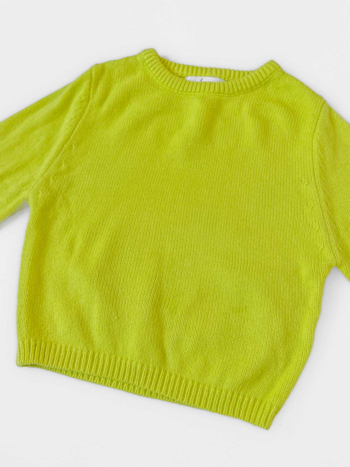 Acid Yellow Cropped Knit Jumper