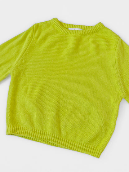 Acid Yellow Cropped Knit Jumper