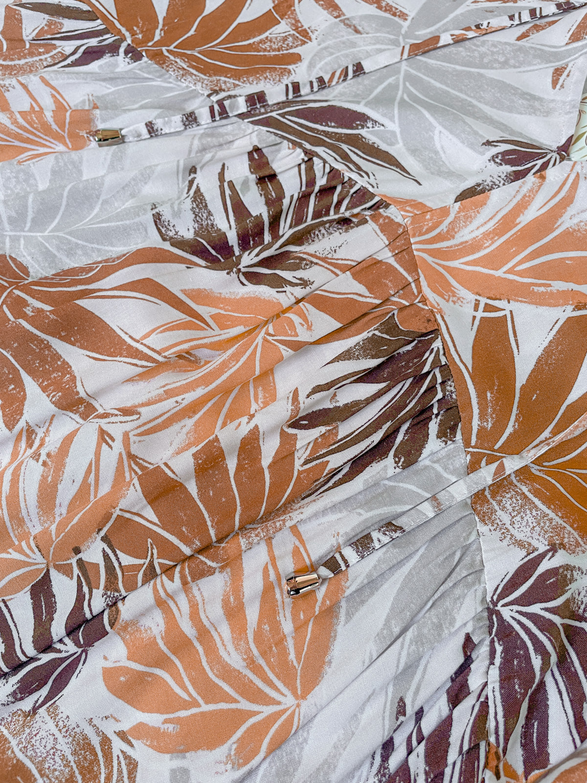 Tan Tropical Print Dress