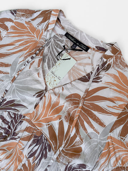 Tan Tropical Print Dress