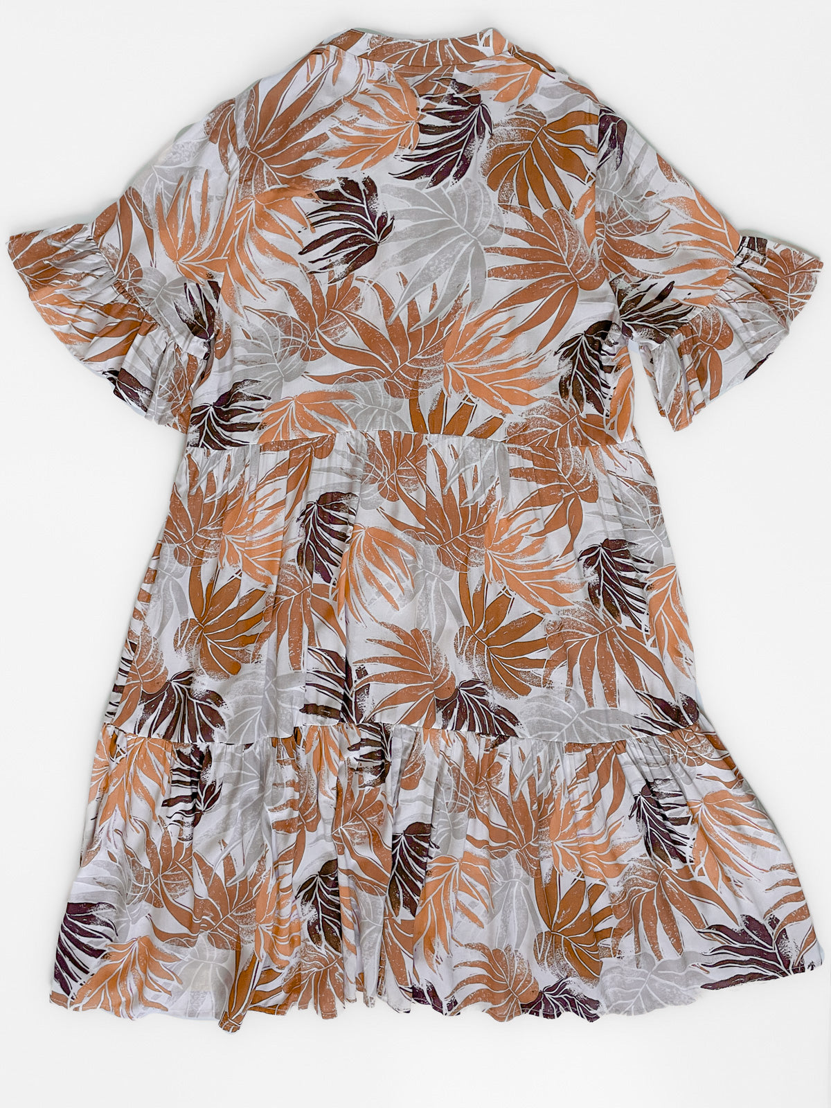Tan Tropical Print Dress