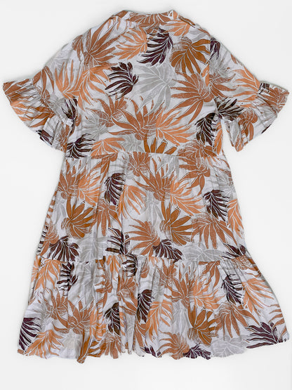 Tan Tropical Print Dress
