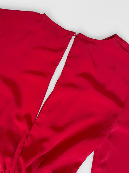 Red Faux Wrap Playsuit