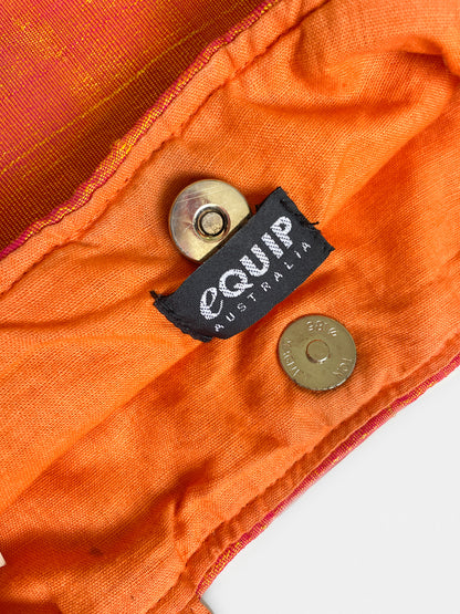 Raw Silk Orange Beaded Paisley Bag