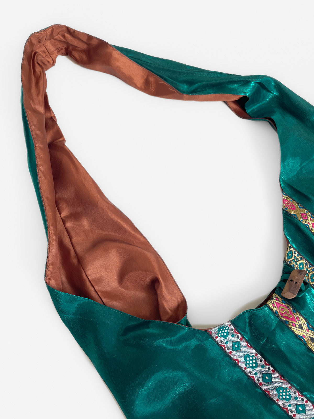 Teal Metallic Slouch Shoulder Bucket Bag