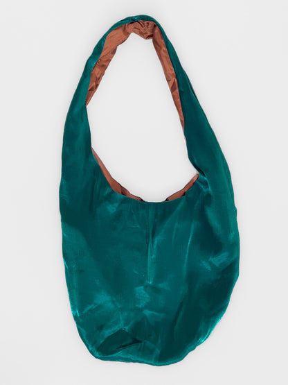 Teal Metallic Slouch Shoulder Bucket Bag