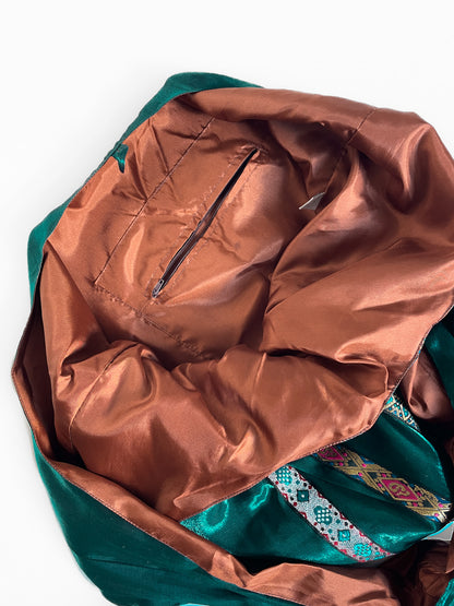 Teal Metallic Slouch Shoulder Bucket Bag