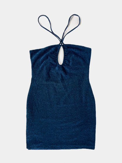 Blue Lurex Mini Dress