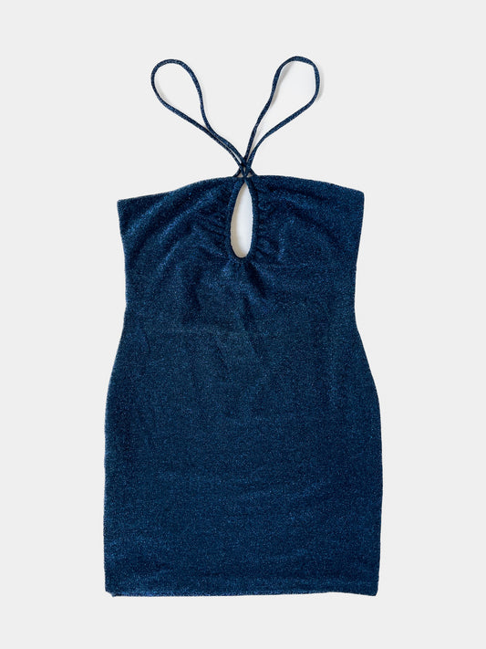 Blue Lurex Mini Dress