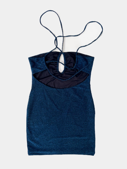 Blue Lurex Mini Dress
