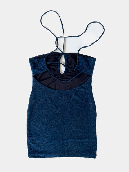 Blue Lurex Mini Dress