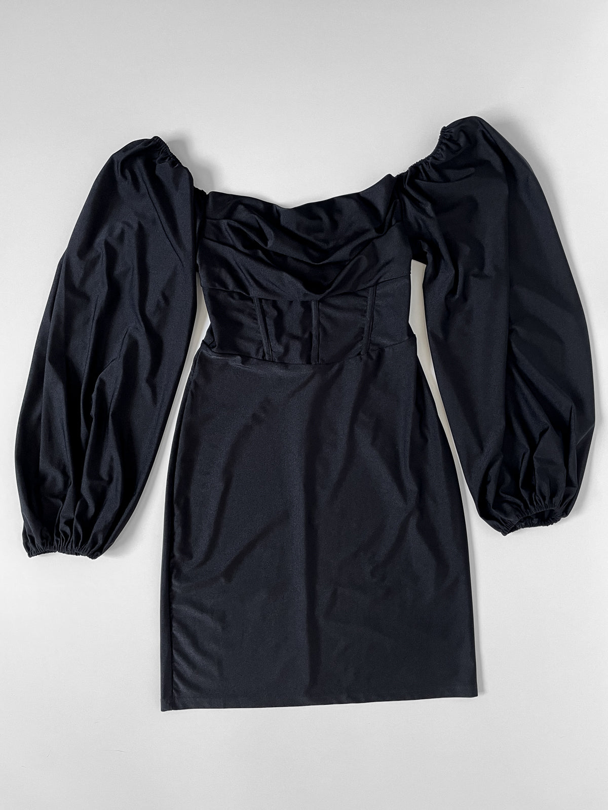 Black Long Sleeve Corset Mini Dress