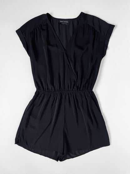 Satin Playsuit in Black