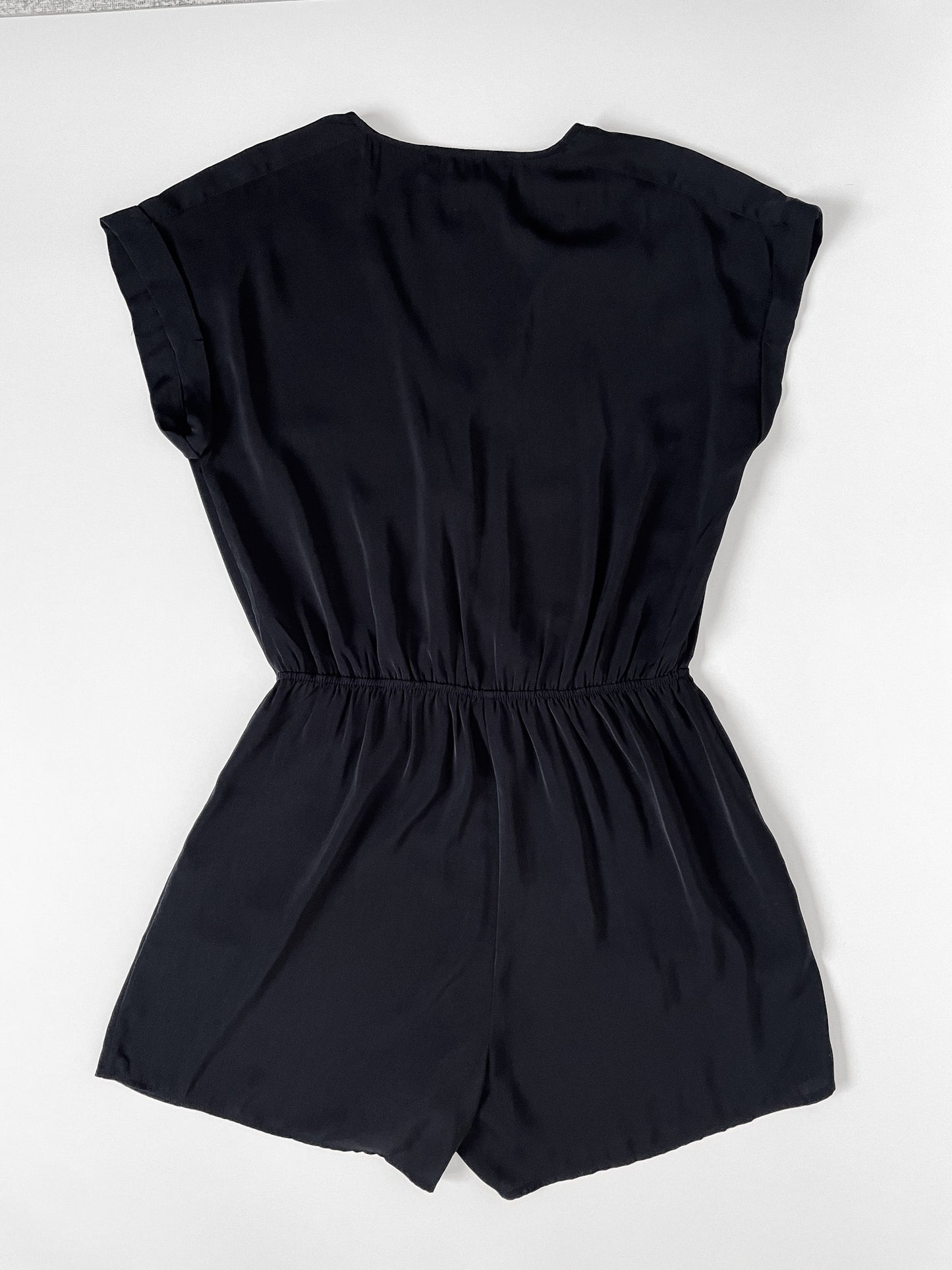 Satin Playsuit in Black