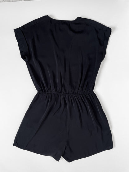 Satin Playsuit in Black