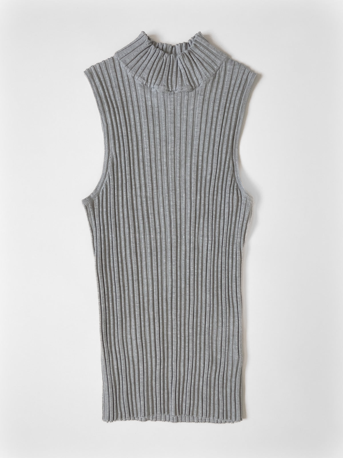 Ribbed Mock Neck Vest / Tank - Grey Marle