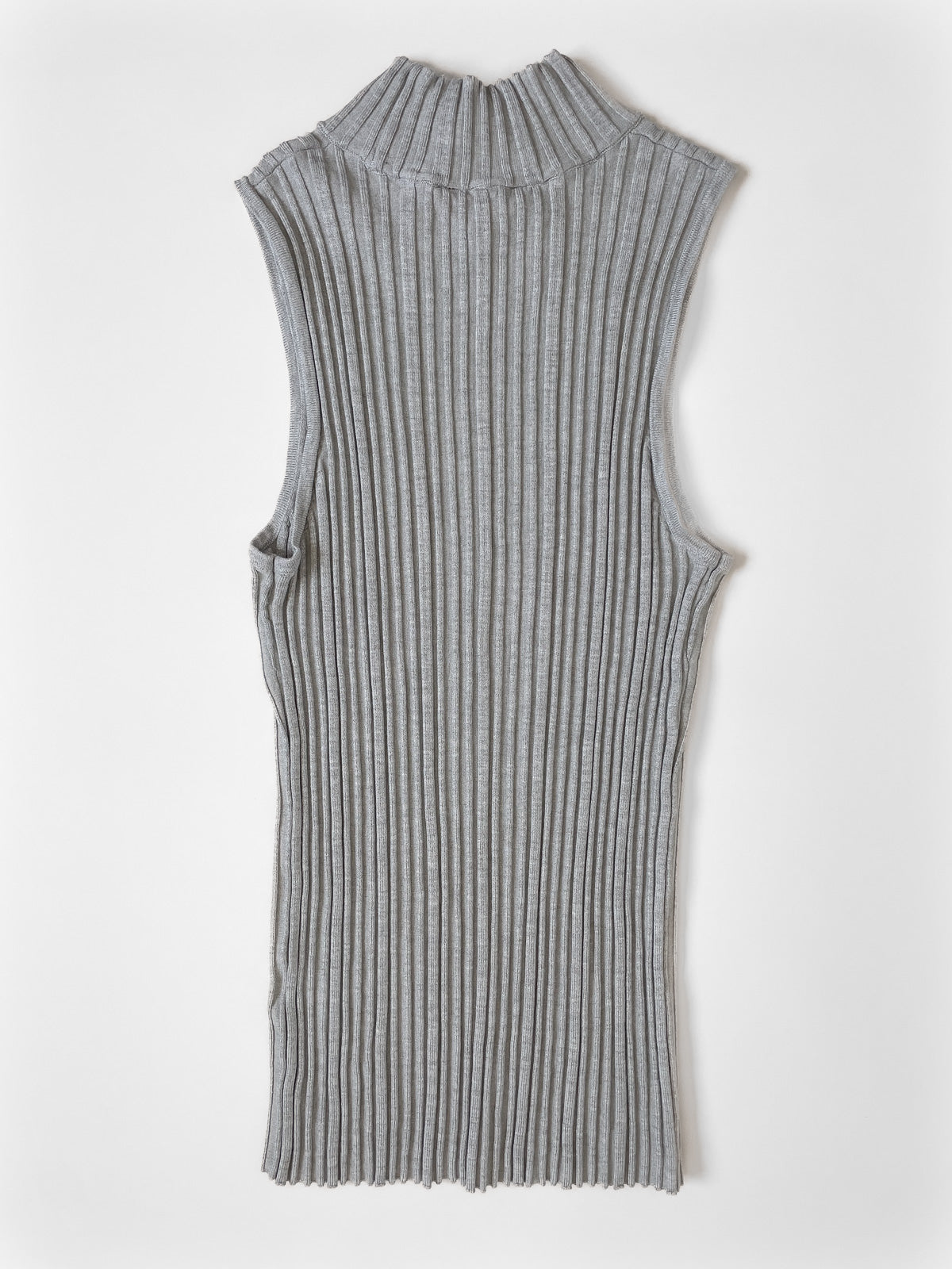 Ribbed Mock Neck Vest / Tank - Grey Marle