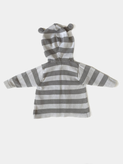 Organic Cotton Grey Stripe Zip Up Kids Hoodie