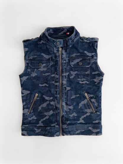 Kids Denim Camo Utility Zip Up Vest