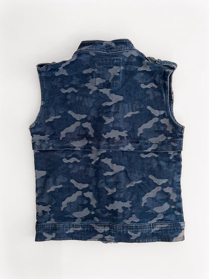 Kids Denim Camo Utility Zip Up Vest