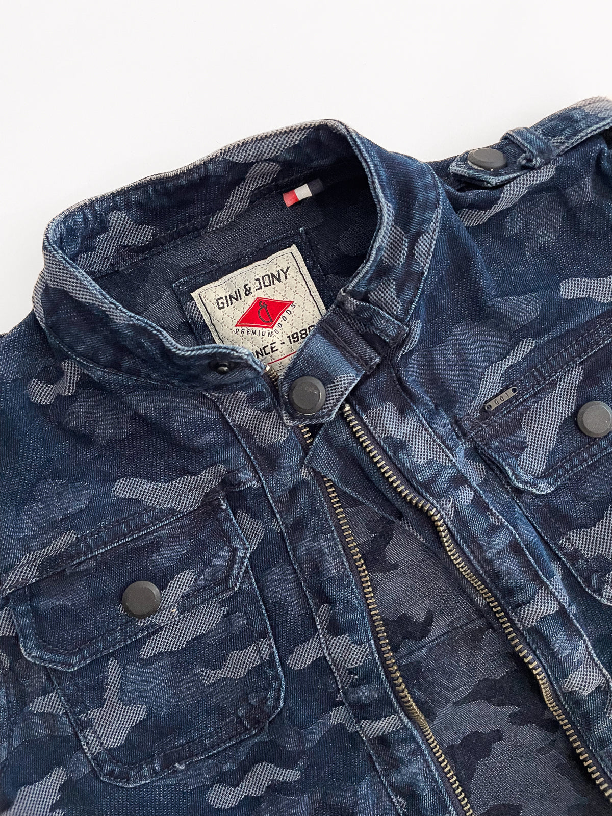 Kids Denim Camo Utility Zip Up Vest