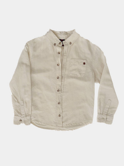 Kids Linen & Cotton Long Sleeve Button Up Shirt