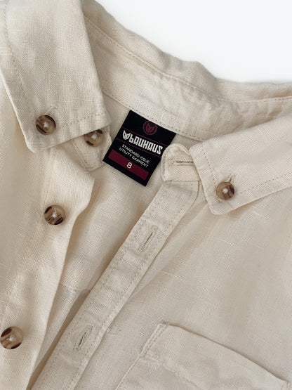 Kids Linen & Cotton Long Sleeve Button Up Shirt