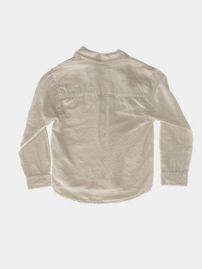Kids Linen & Cotton Long Sleeve Button Up Shirt