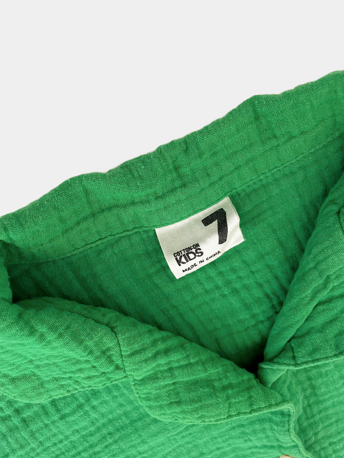 Kids Jade Green Cotton Muslin Short Sleeve Button Up Shirt